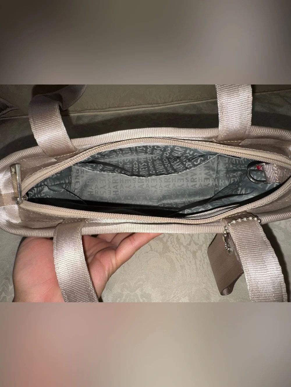 Harveys Metallic Taupe Woven Seatbelt Tote
